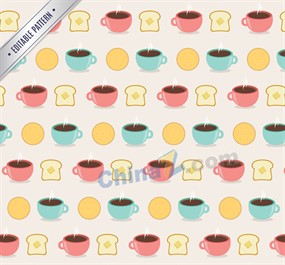 卡通热饮面包饼干背景图